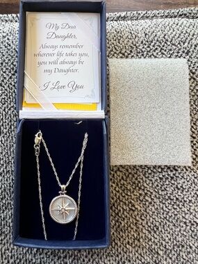 Bradford Exchange Diamond Sterling Silver Always My Daughter Compass necklace